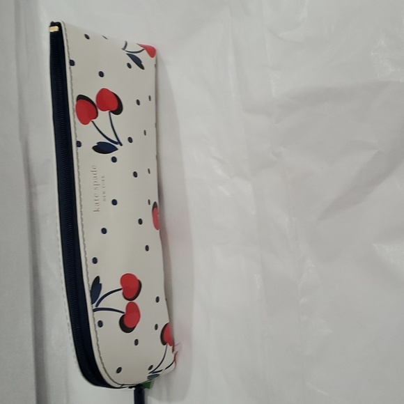 Kate Spade 4pc white‎ & blue polka-dot cherry print pencil case & accessories - Picture 2 of 11